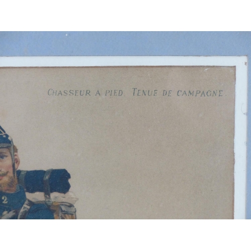 115 - A pair of vintage framed A Legras Ed Paris prints 'Zouave en Sentinelle' and 'Chasseur A Pied Tenue ... 