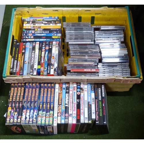 A large collection of DVDs.