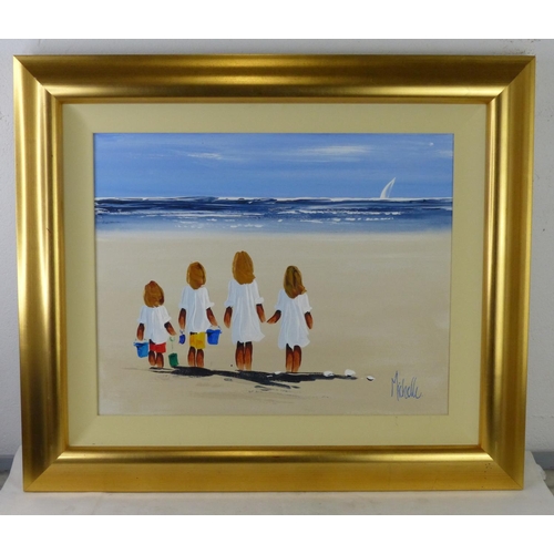 323 - A large gilt framed oil painting by Michelle Carlin. Measuring 70x59cm including frame.