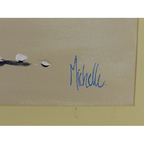 323 - A large gilt framed oil painting by Michelle Carlin. Measuring 70x59cm including frame.