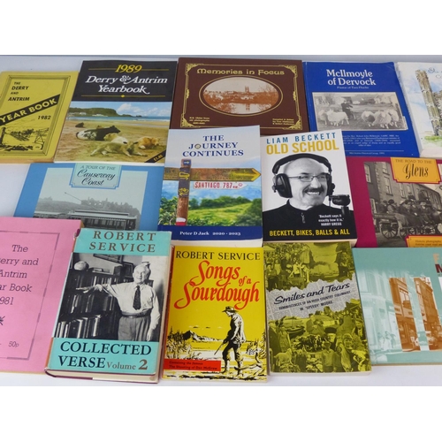 112 - An interesting lot of Irish themed books to include Songs of a Sourdough, Smiles and Tears, Derry & ... 