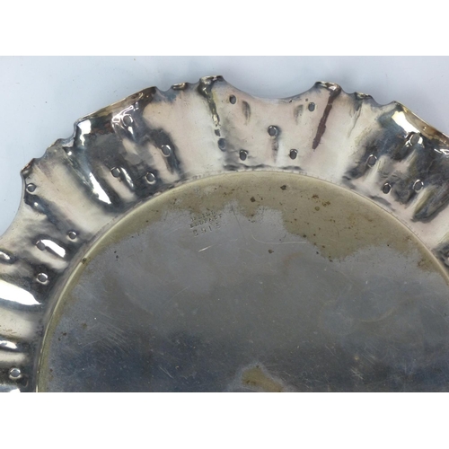 162 - An Art Deco style metal dish, stamped Neill, Belfast 3915, measuring 31cm.