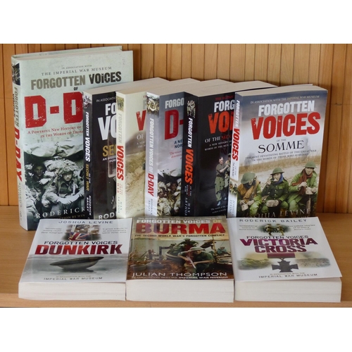 25 - A collection of Forgotten Voices of War Time books.by authors Roderick Bailey, Joshua Levine, Max Ar... 