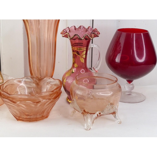 18 - A collection of vintage ruby pink glass and more.