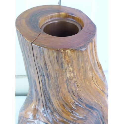 245 - An unusual Japanese 'Ancient Art' maple vase with copper liner measuring 25cm tall.