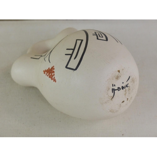 259 - An unusual pottery 'Wedding Vase' and paperwork, 12cm.