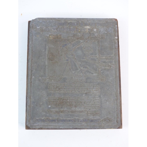 362 - A vintage advertising printing plate. Mixed concrete Ulster limited, county down.