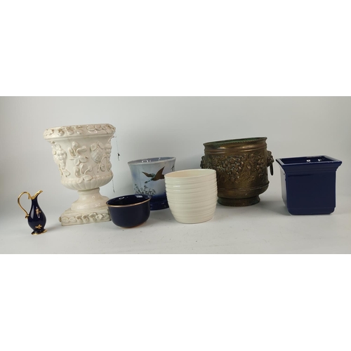 374 - A vintage Misty Moon Sylvac plant pot, measuring 15cm dia x 15cm and other plant pots and more.