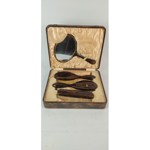 381 - A vintage cased 'Halex' bristle and whalebone travel set.
