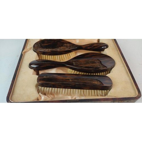 381 - A vintage cased 'Halex' bristle and whalebone travel set.