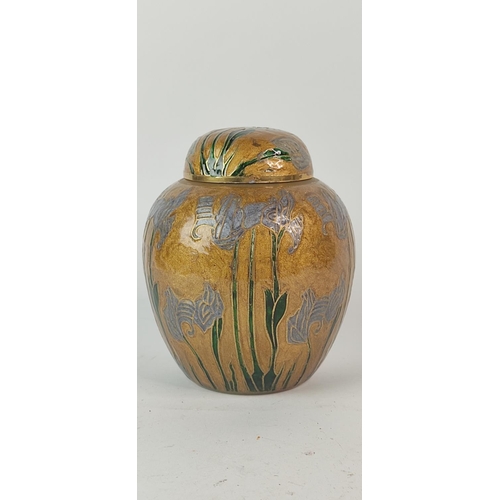 405 - A vintage brass and enamel lidded pot.