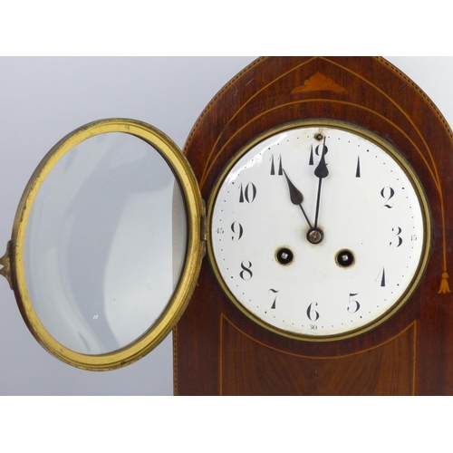 25 - An antique Edwardian Lancet top mantle clock. 33cm tall