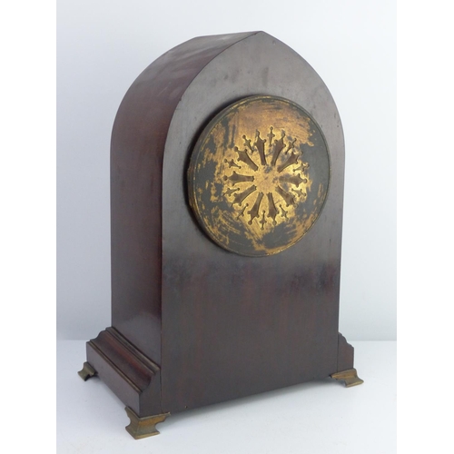 25 - An antique Edwardian Lancet top mantle clock. 33cm tall