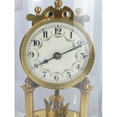 47 - A large vintage Anniversary clock under dome, 33cm.