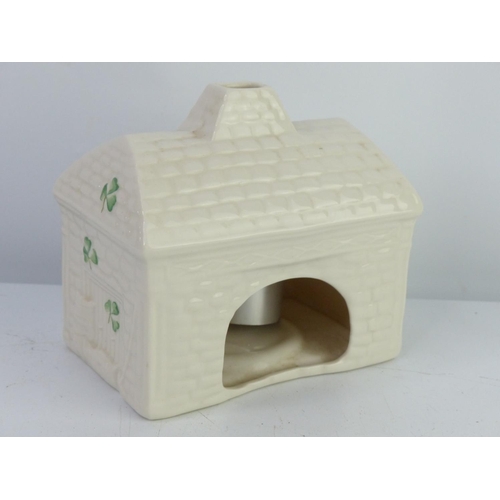 55 - An unusual Belleek Pottery pastille burner, modelled as Brennans Bakery.