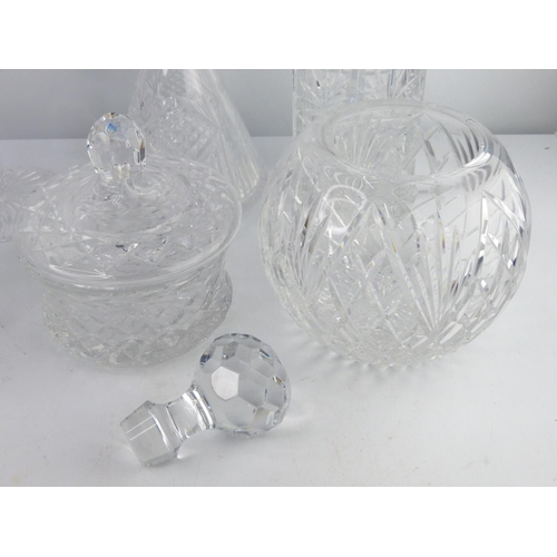 9 - A collection of Tyrone and other crystal to include decanters & more.