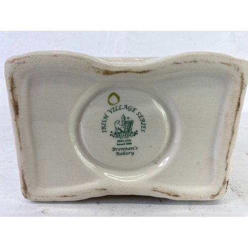 55 - An unusual Belleek Pottery pastille burner, modelled as Brennans Bakery.