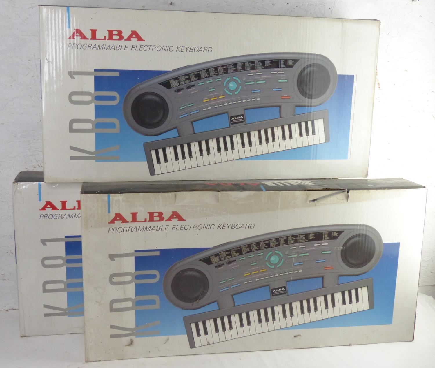 Three boxed Alba programmable electronic keyboard - KB81 (untested).