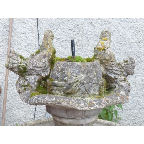 13 - A stunning large concrete bird bath/fountain, 130cm x 80cm.