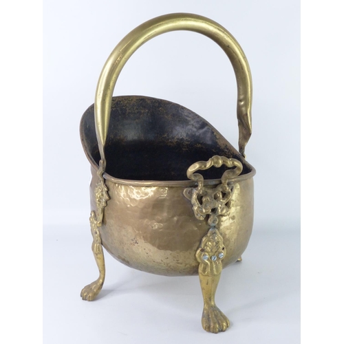 18 - A vintage brass coal scuttle.