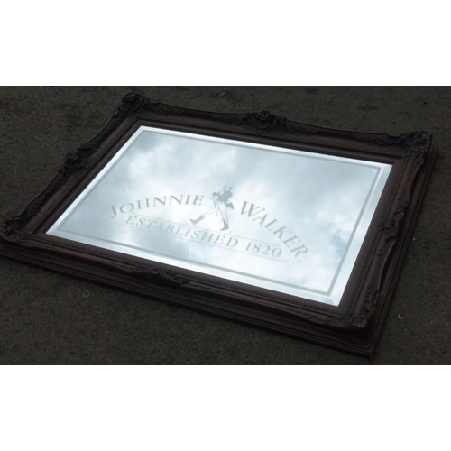 20 - A stunning large Johnnie Walker framed pub mirror, 115cm x 78cm.