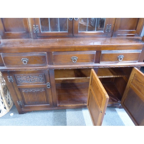 29 - A vintage Old Charm 'Court Cabinet'/ sideboard, with lead glass detail.