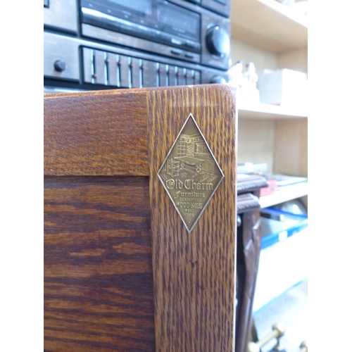29 - A vintage Old Charm 'Court Cabinet'/ sideboard, with lead glass detail.