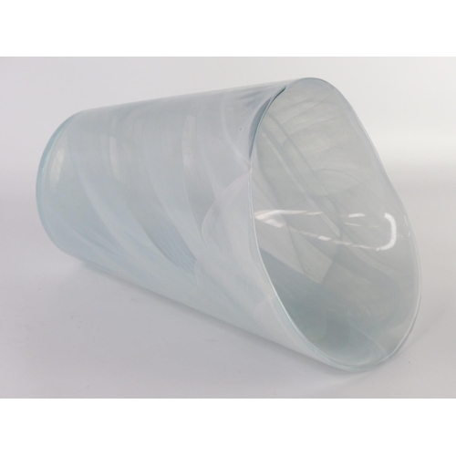 32 - An art glass heavy based white swivel detail vase, 24cm.