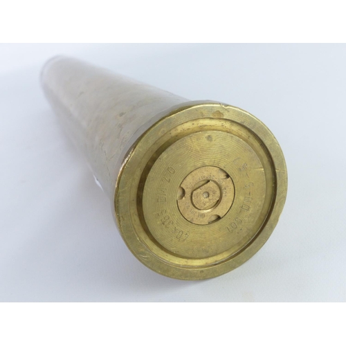 35 - A vintage brass shell case, 37cm.
