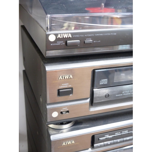 41 - A vintage AIWA music centre and twin speakers.