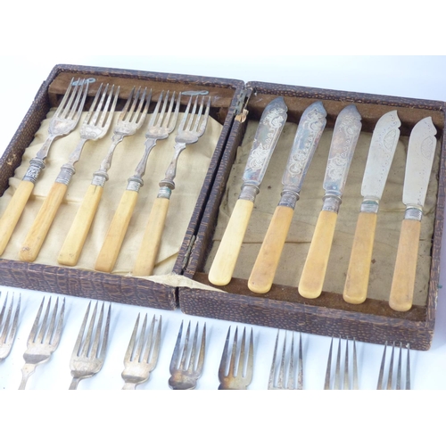 48 - Two vintage canteens of cutlery & more.