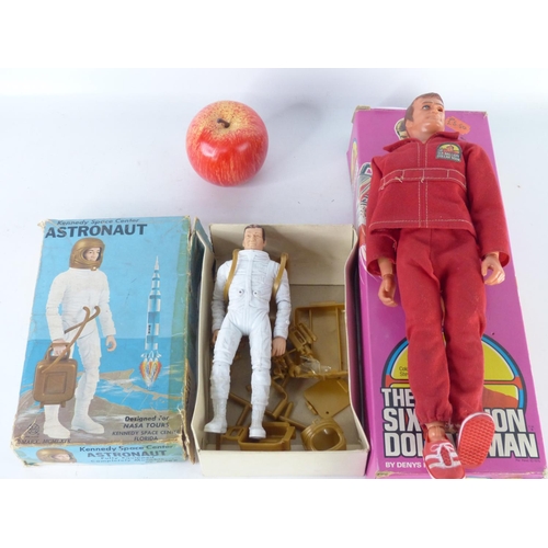 123 - A vintage boxed Nasa Tours Kennedy Space Centre Florida toy figure and an original boxed Six Million... 