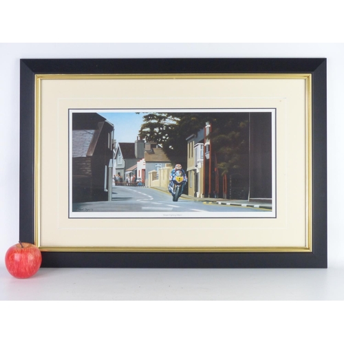 A framed print 'Street Fighting Man' by Rod Organ, 71cm x 49cm.