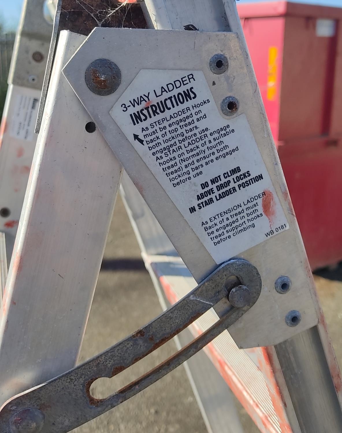 A folding three way ladder.