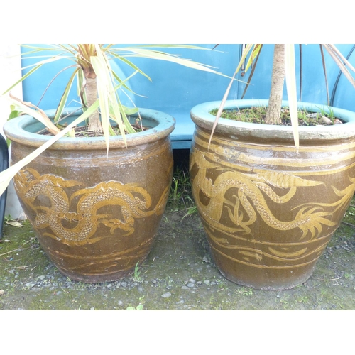 25 - A stunning pair of large Egg Pots/ Dragon Pots.