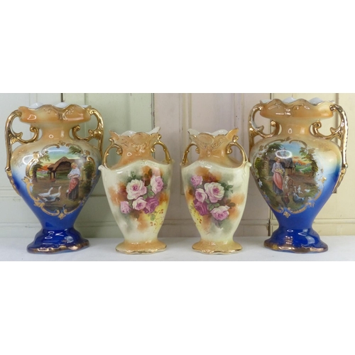 30 - Two pairs of antique vases.