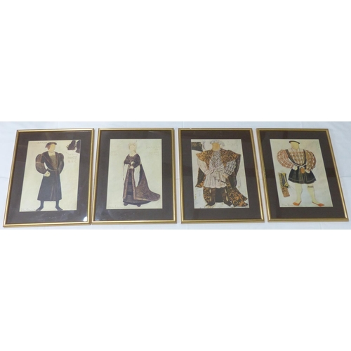 55 - Four gilt framed medieval style pictures by John Bloomfield.