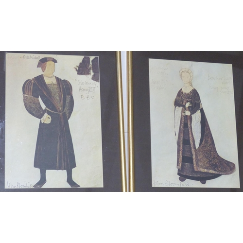 55 - Four gilt framed medieval style pictures by John Bloomfield.
