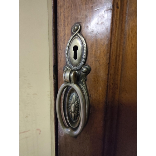 1 - An antique/ Edwardian corner cabinet on spade feet. Measuring approx 193cm tall