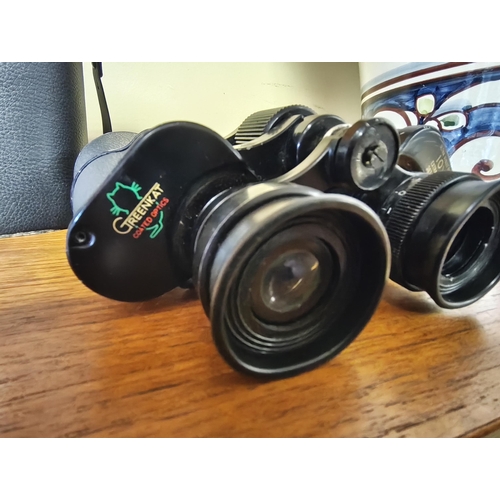 21 - A pair of cased Greencat binoculars.