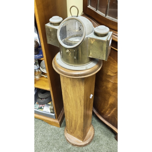 A vintage ships binnacle compass on stand. Measuring approx 88cm