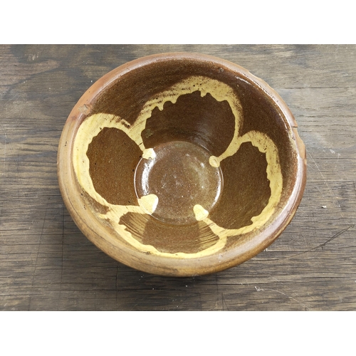 45 - A stunning antique Coalisland crock dairy bowl. Measuring approx 25cm x 11cm