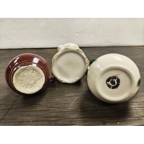 59 - A collection of 3 vintage ceramic jugs. Tallest measuring approx 12cm