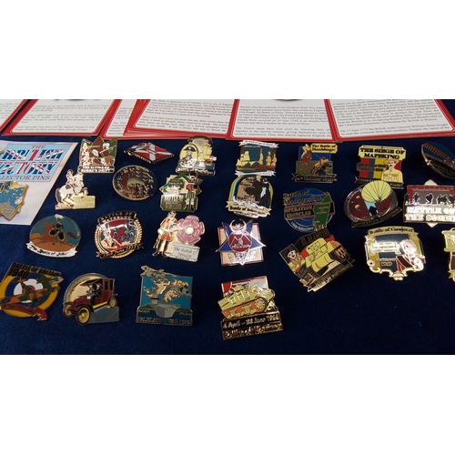 Collection of commemorative enamel collector pins, largely military and ...