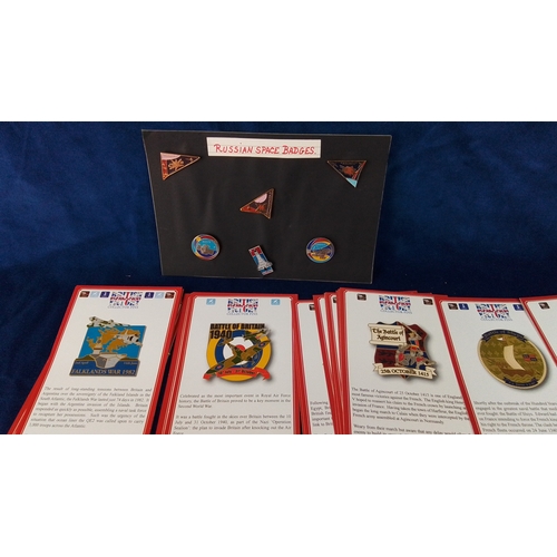 Collection of commemorative enamel collector pins, largely military and ...