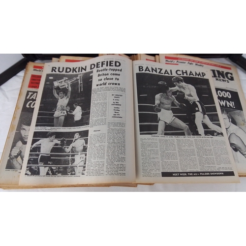 44 - Group of vintage Boxing News weekly newspapers, black-and-white illustrated, with notable covers and... 