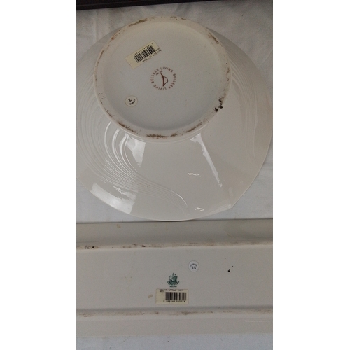 120 - Two Belleek Living pieces comprising an ivory-glazed pedestal bowl and a rectangular tealight holder... 