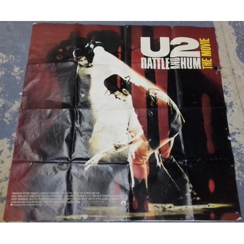 128 - One original folded promotional poster for U2: Rattle and Hum – The Movie, Paramount Pictures/Midnig... 