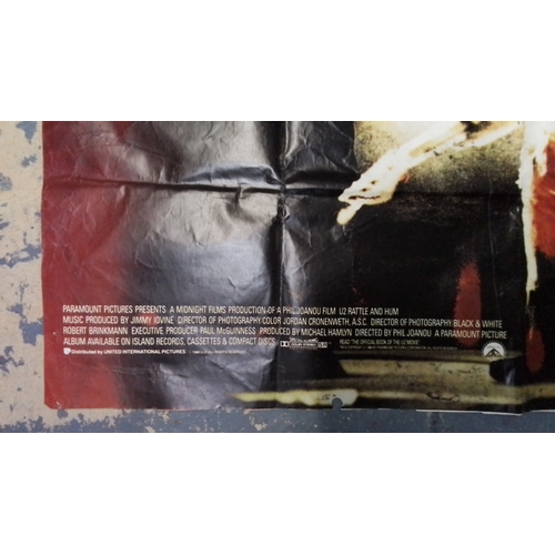 128 - One original folded promotional poster for U2: Rattle and Hum – The Movie, Paramount Pictures/Midnig... 