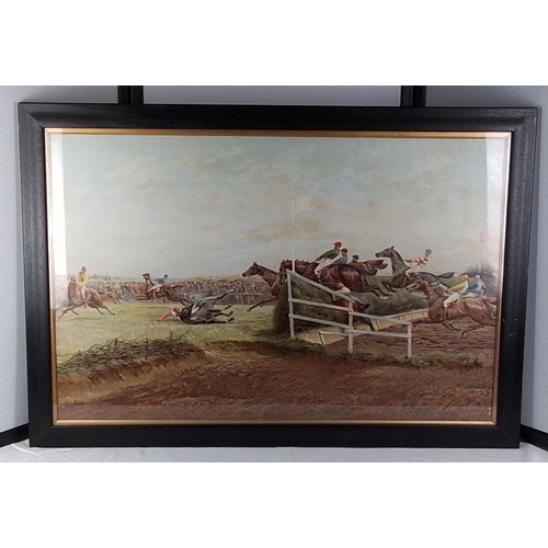 159 - A large stunning framed colour lithograph sporting print under glass 